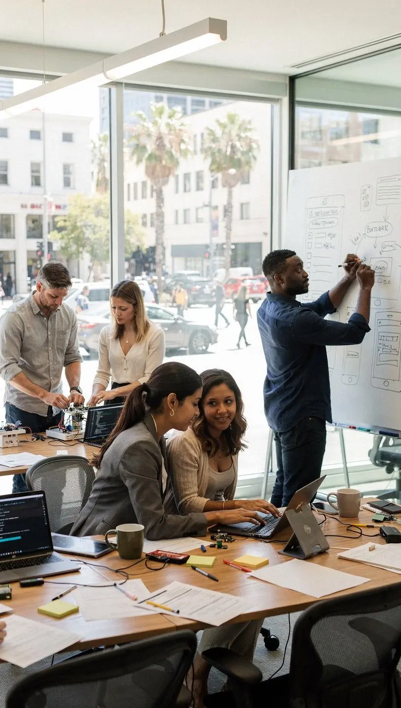 People collaborating on micro-innovations for community growth